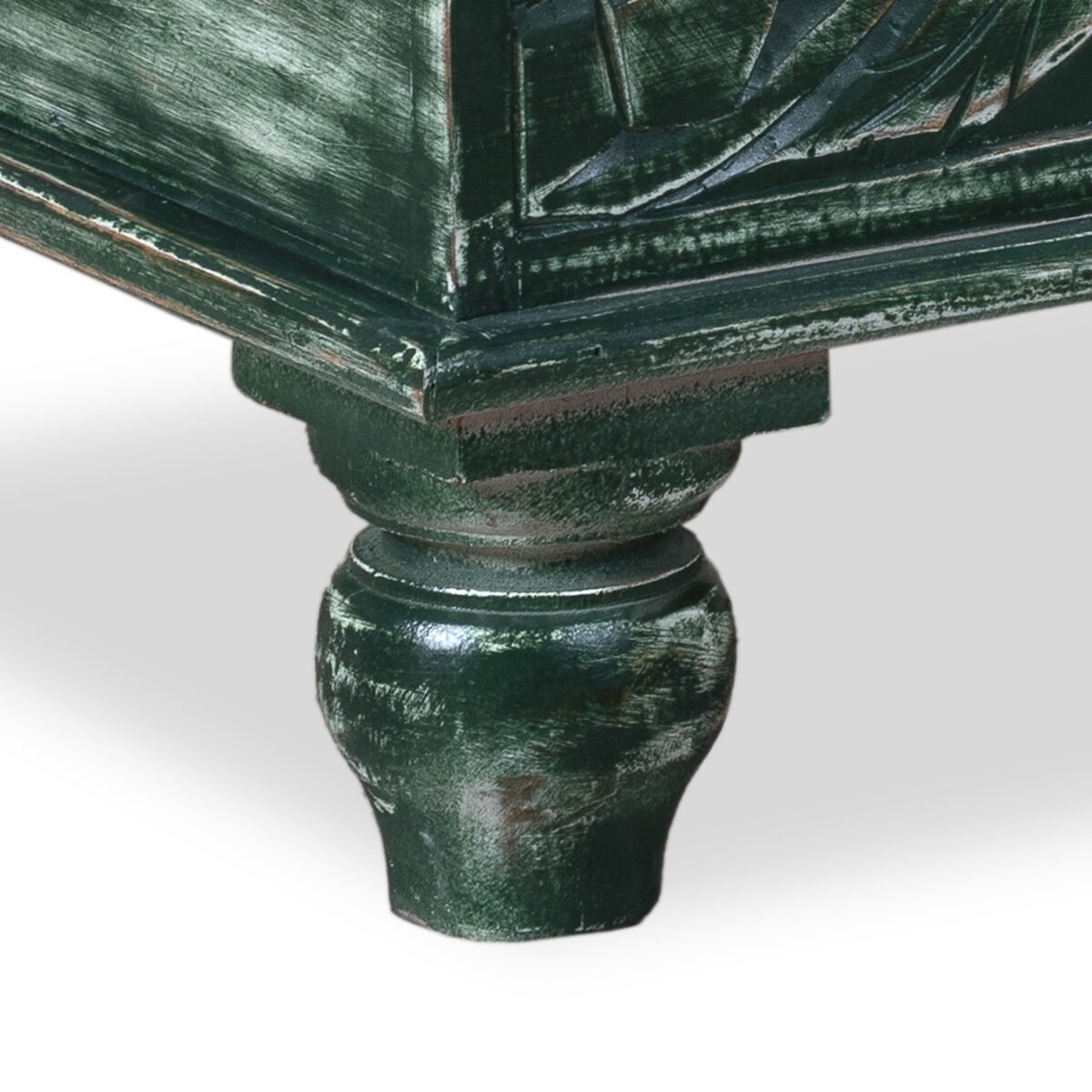 Wooden Carving Coffee Table/ Lifting Top Coffee Table/Coffee Table Storage/Small Coffee Table/Storage Trunk/rustic coffee table - Dark Green - Image 7