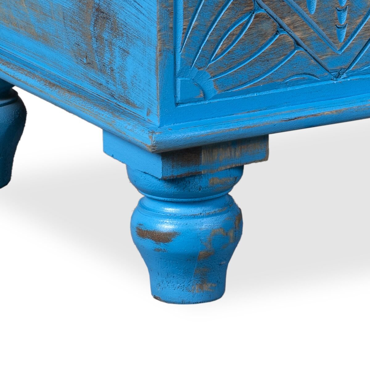 Sky Blue Carved Wooden Lift-Top Coffee Table with Storage - Image 7