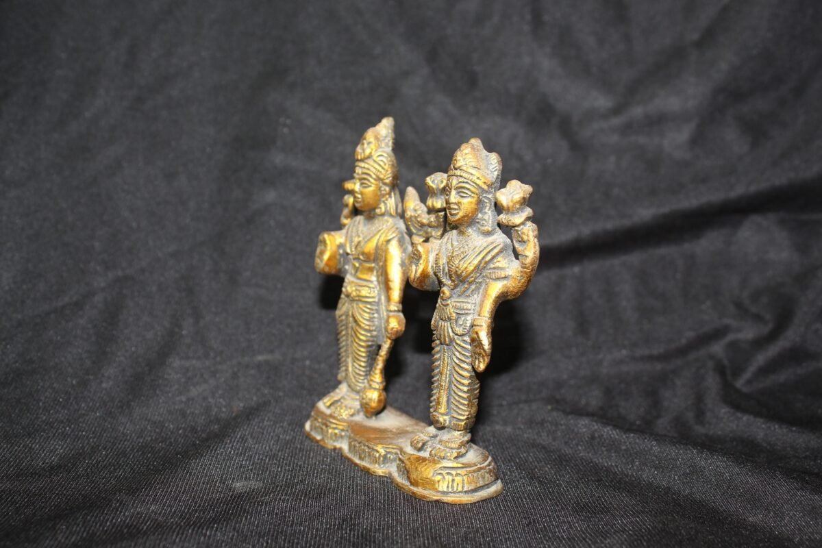 Handmade Indian Brass Lakshmi Narayana Statue Vishnu & Laxmi Standing Figurine Hindu God Goddess Sculpture Home Decor Gift - Image 4