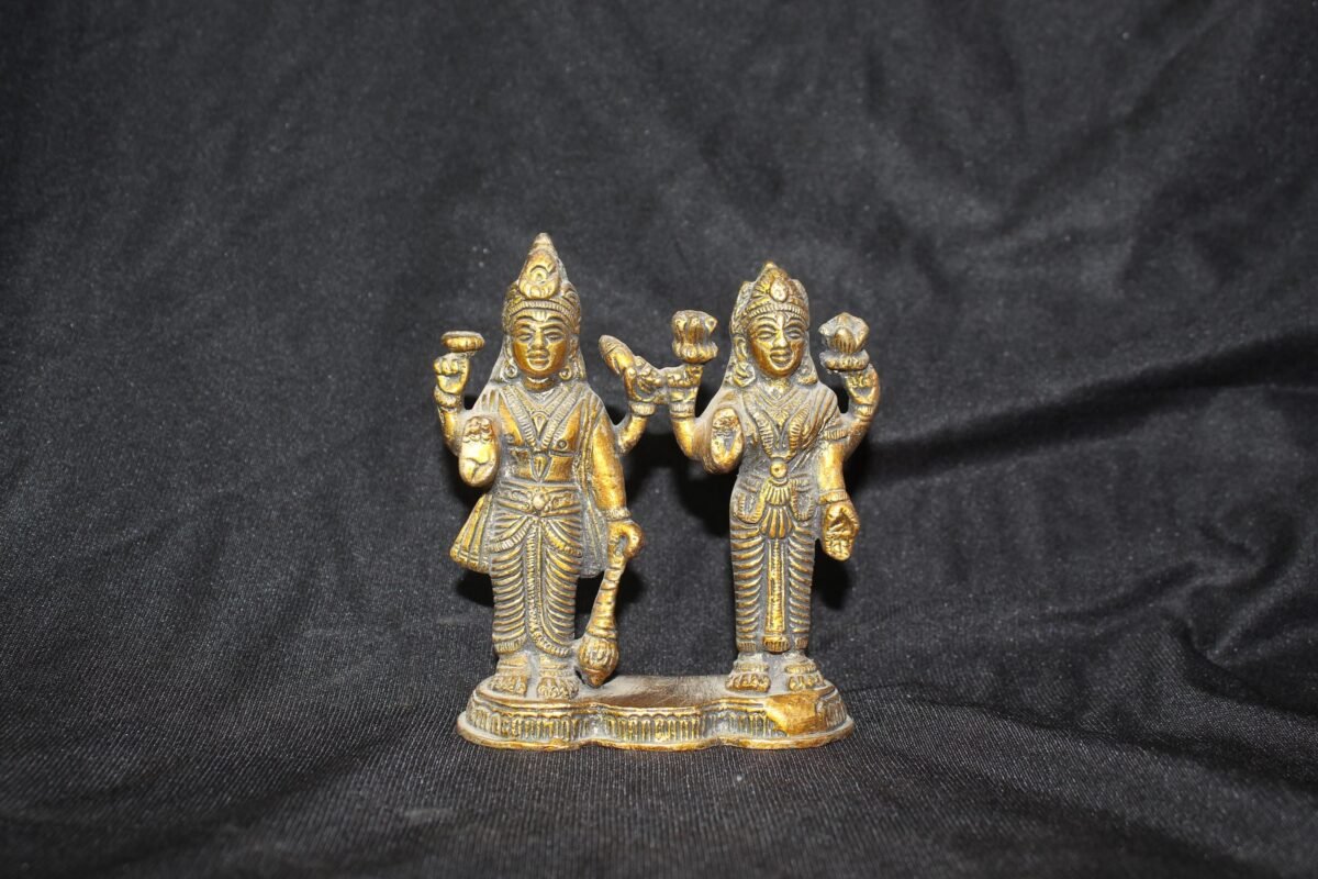 Handmade Indian Brass Lakshmi Narayana Statue Vishnu & Laxmi Standing Figurine Hindu God Goddess Sculpture Home Decor Gift