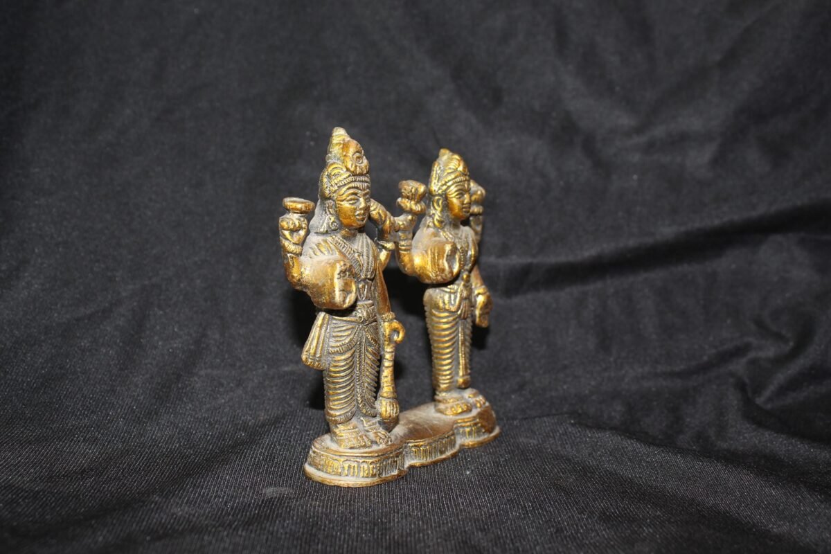 Handmade Indian Brass Lakshmi Narayana Statue Vishnu & Laxmi Standing Figurine Hindu God Goddess Sculpture Home Decor Gift - Image 2