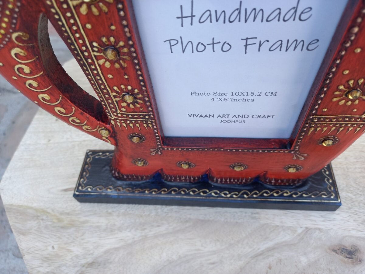 Hand-Carved Wooden Elephant Photo Frame - Image 5