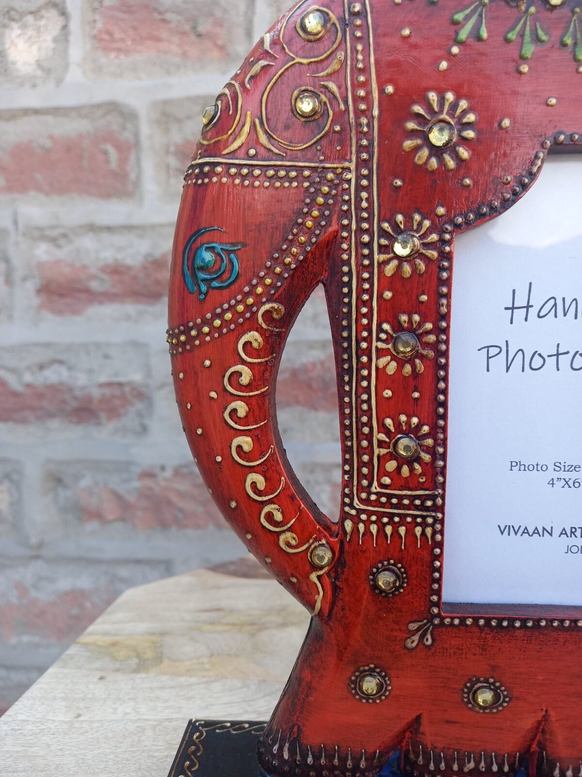 Hand-Carved Wooden Elephant Photo Frame - Image 3