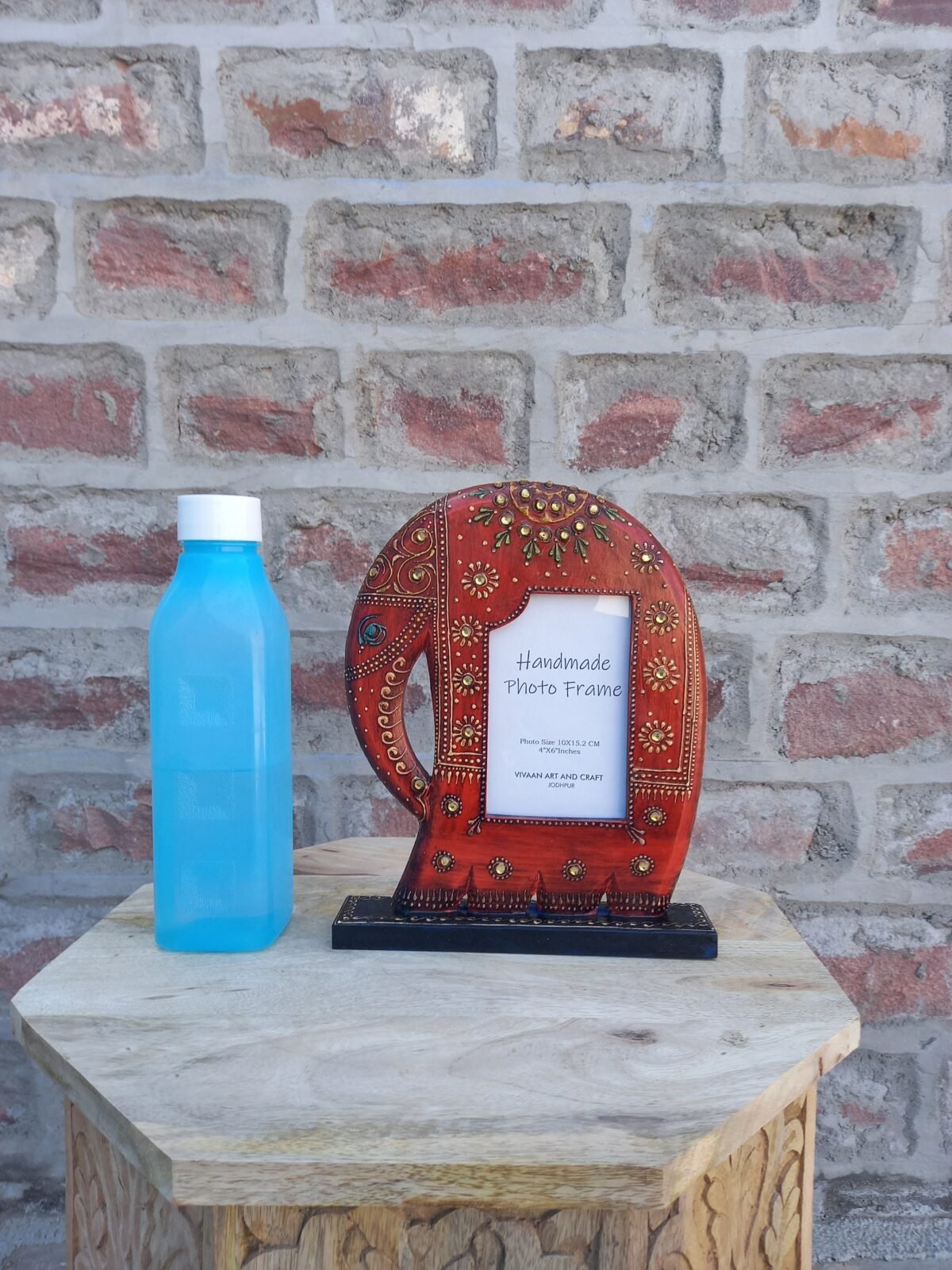 Hand-Carved Wooden Elephant Photo Frame - Image 8