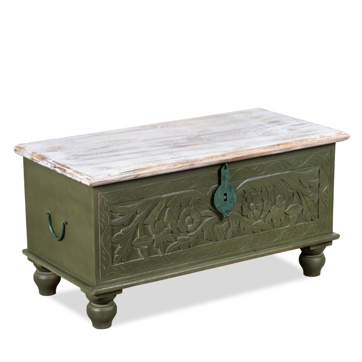 Wooden Carving Lift Top Coffee Table with Storage - Rustic & Compact - Image 2