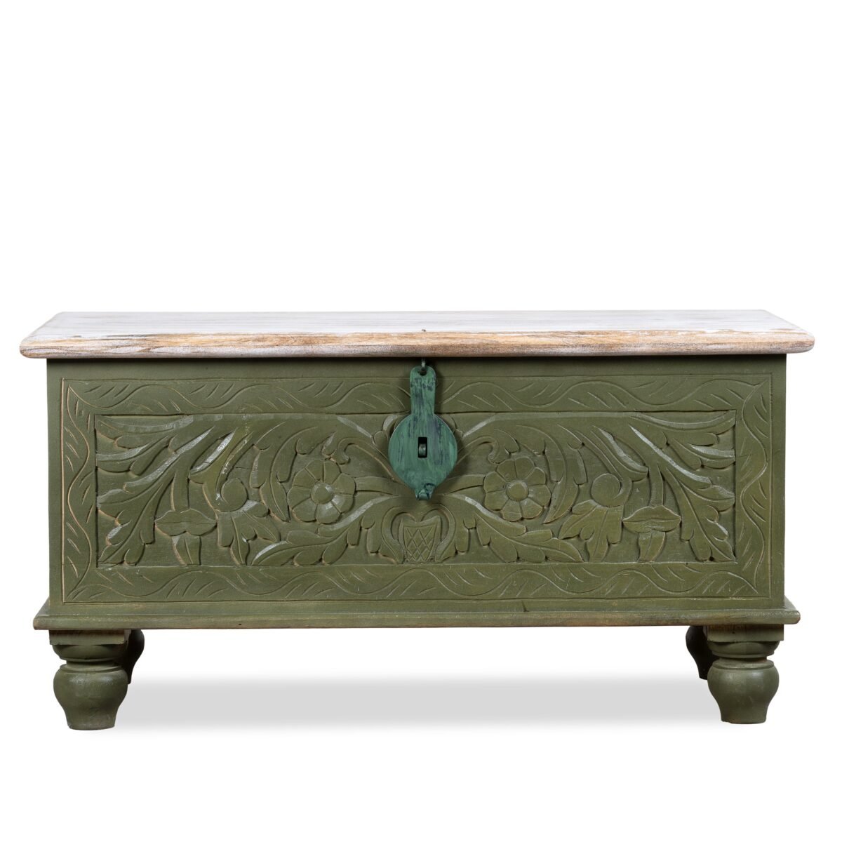 Wooden Carving Lift Top Coffee Table with Storage - Rustic & Compact - Image 5