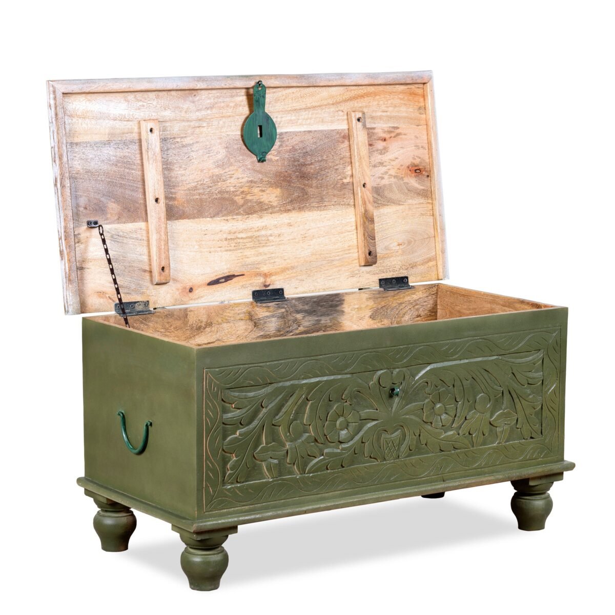 Wooden Carving Lift Top Coffee Table with Storage - Rustic & Compact - Image 7