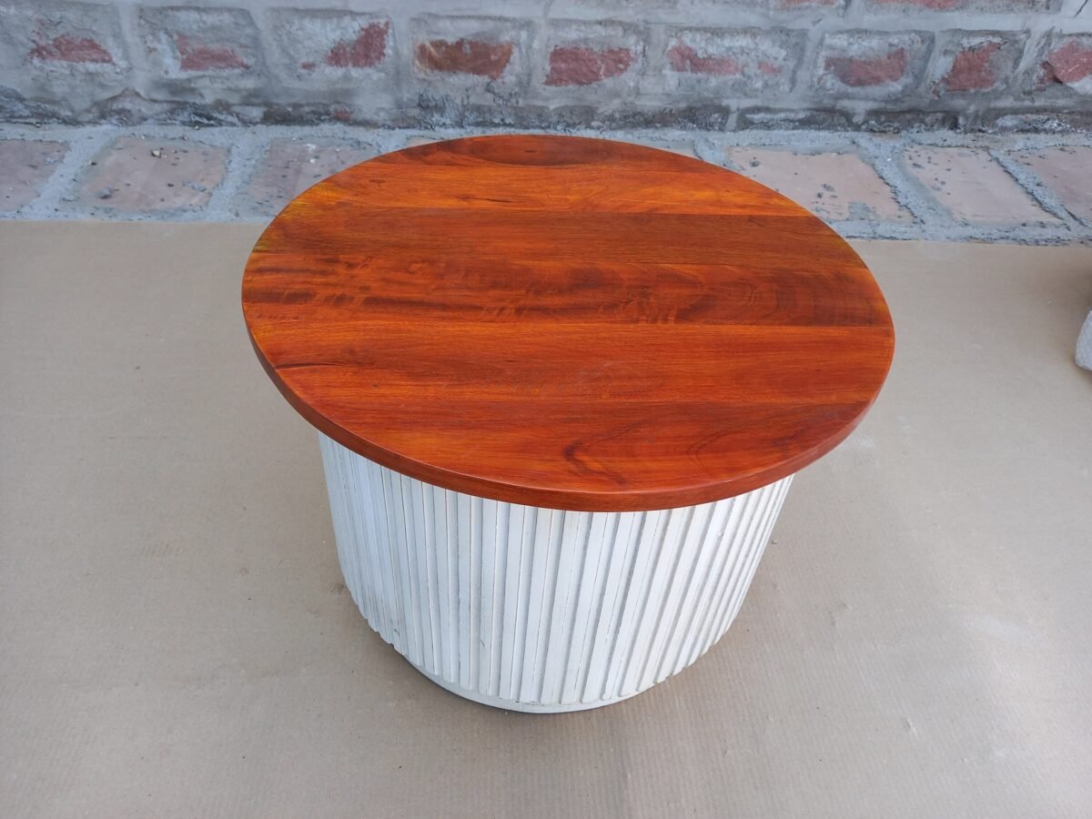 Rustic Wooden Round Lifting Top Coffee Table - Image 2