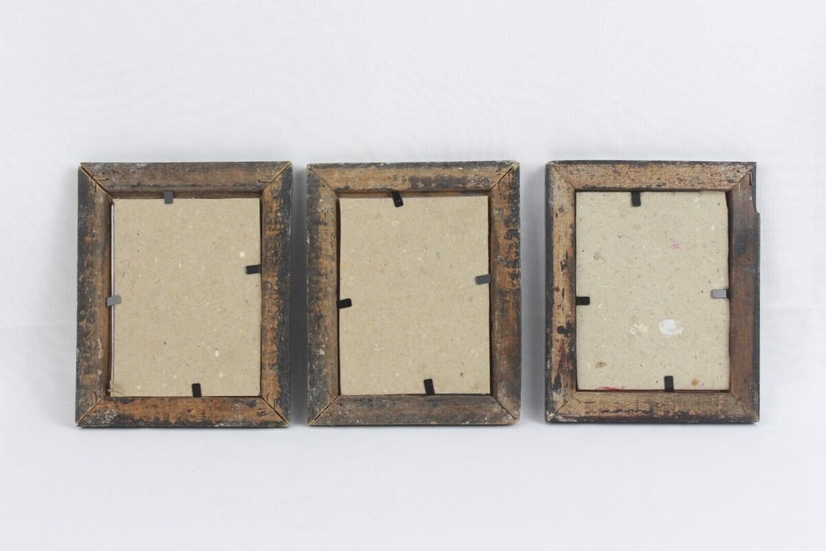 Vintage Indian Lady Portrait Reverse Glass Painting Frames (Set of 3) - Image 2
