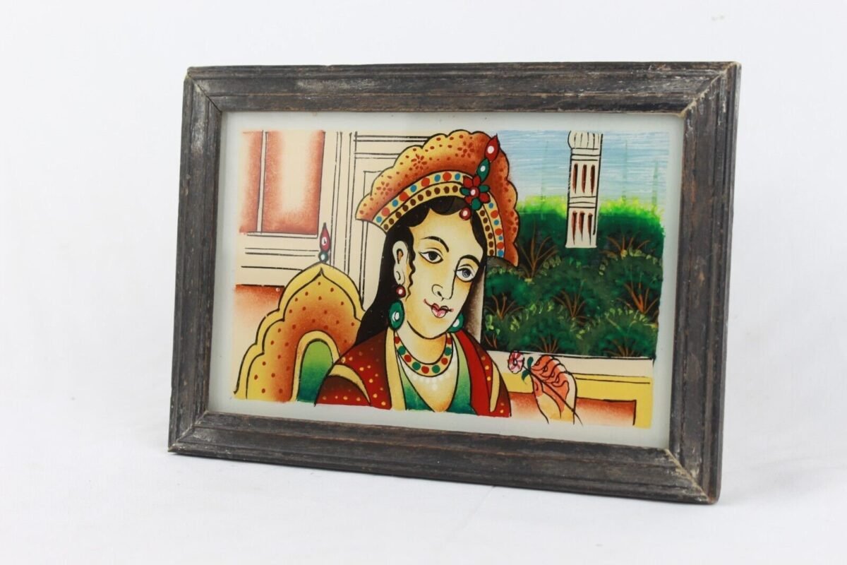 Mughal Queen Reverse Glass Painting - Image 3