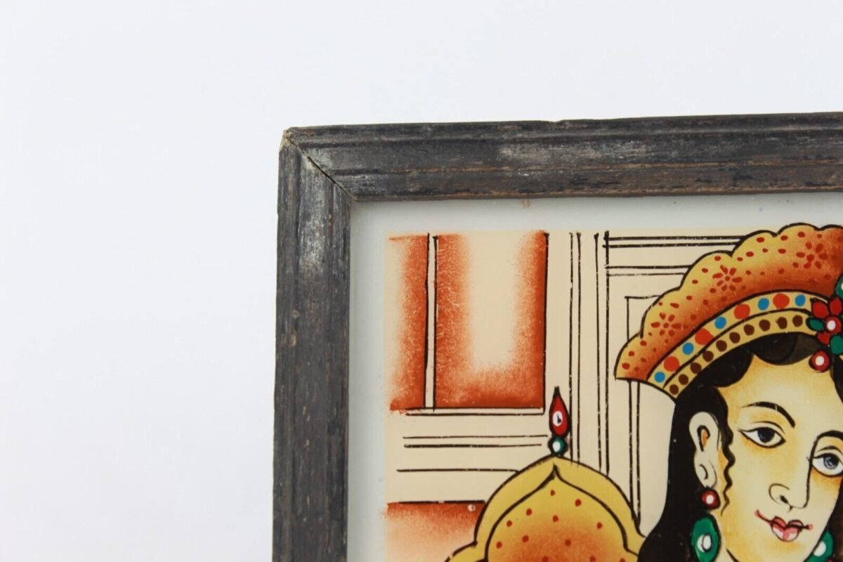 Mughal Queen Reverse Glass Painting - Image 5