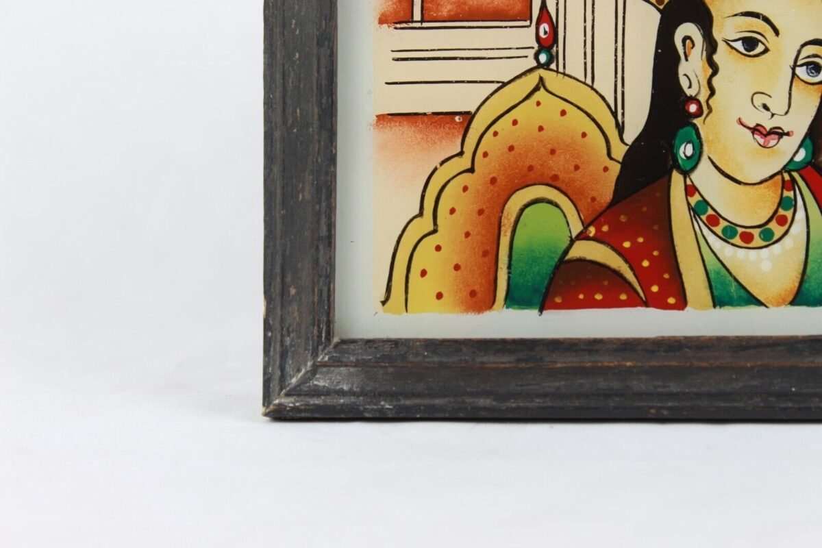 Mughal Queen Reverse Glass Painting - Image 7