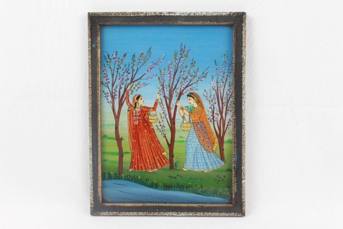 Vintage Ragini Vasanta Reverse Glass Painting