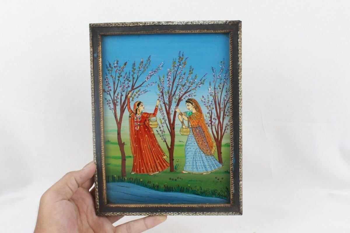 Vintage Ragini Vasanta Reverse Glass Painting - Image 6
