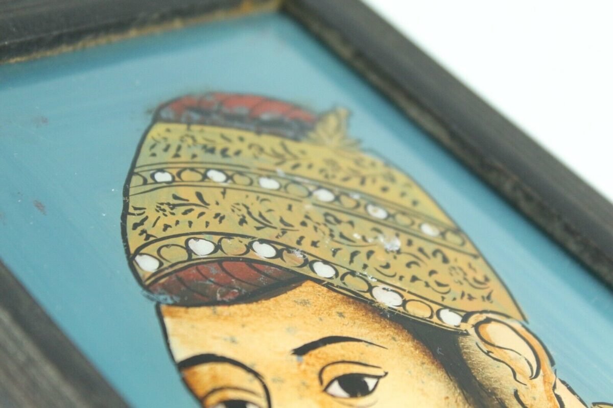 Vintage Deccan Reverse Glass Art - Adil Shah II Portrait - Image 7