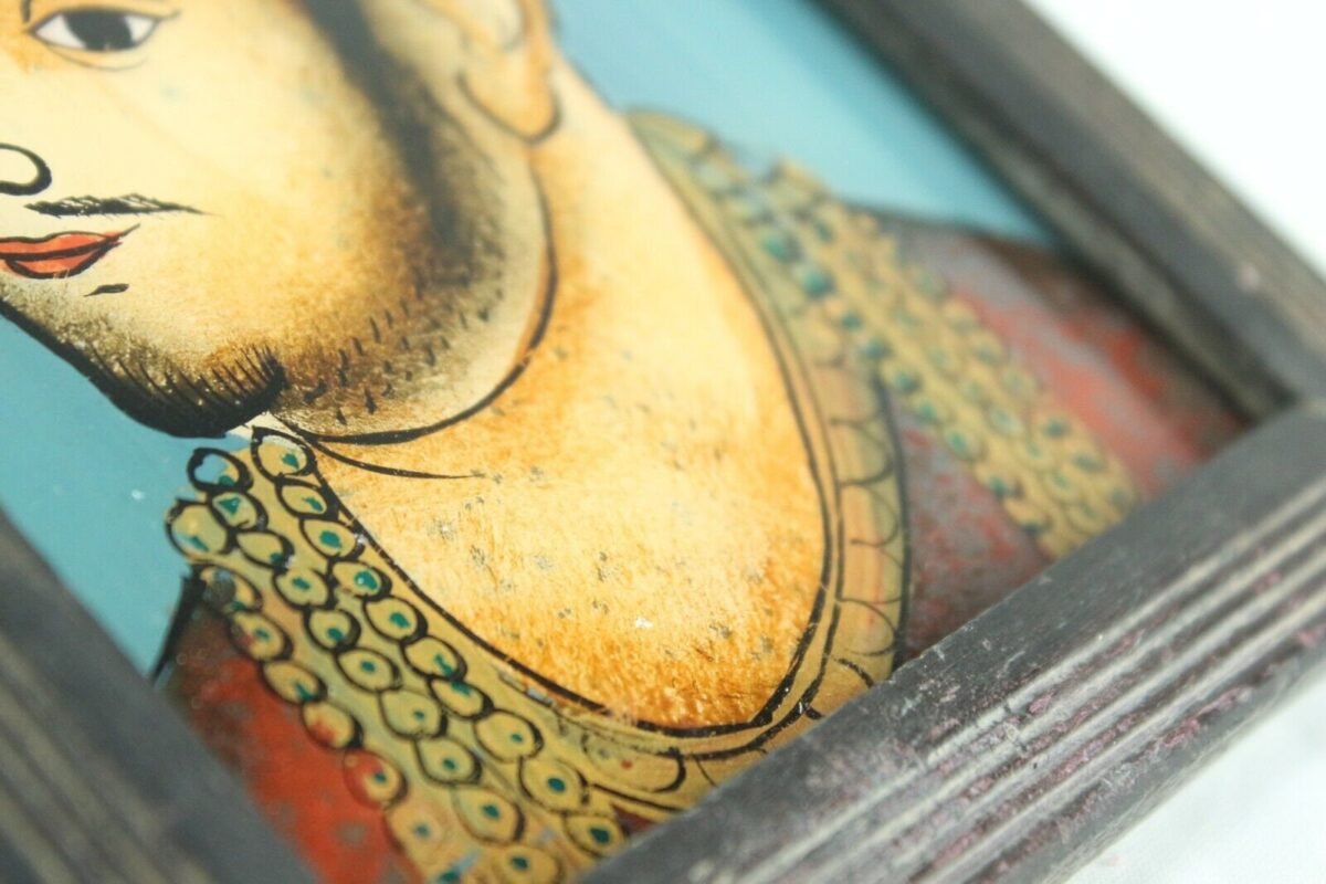 Vintage Deccan Reverse Glass Art - Adil Shah II Portrait - Image 8