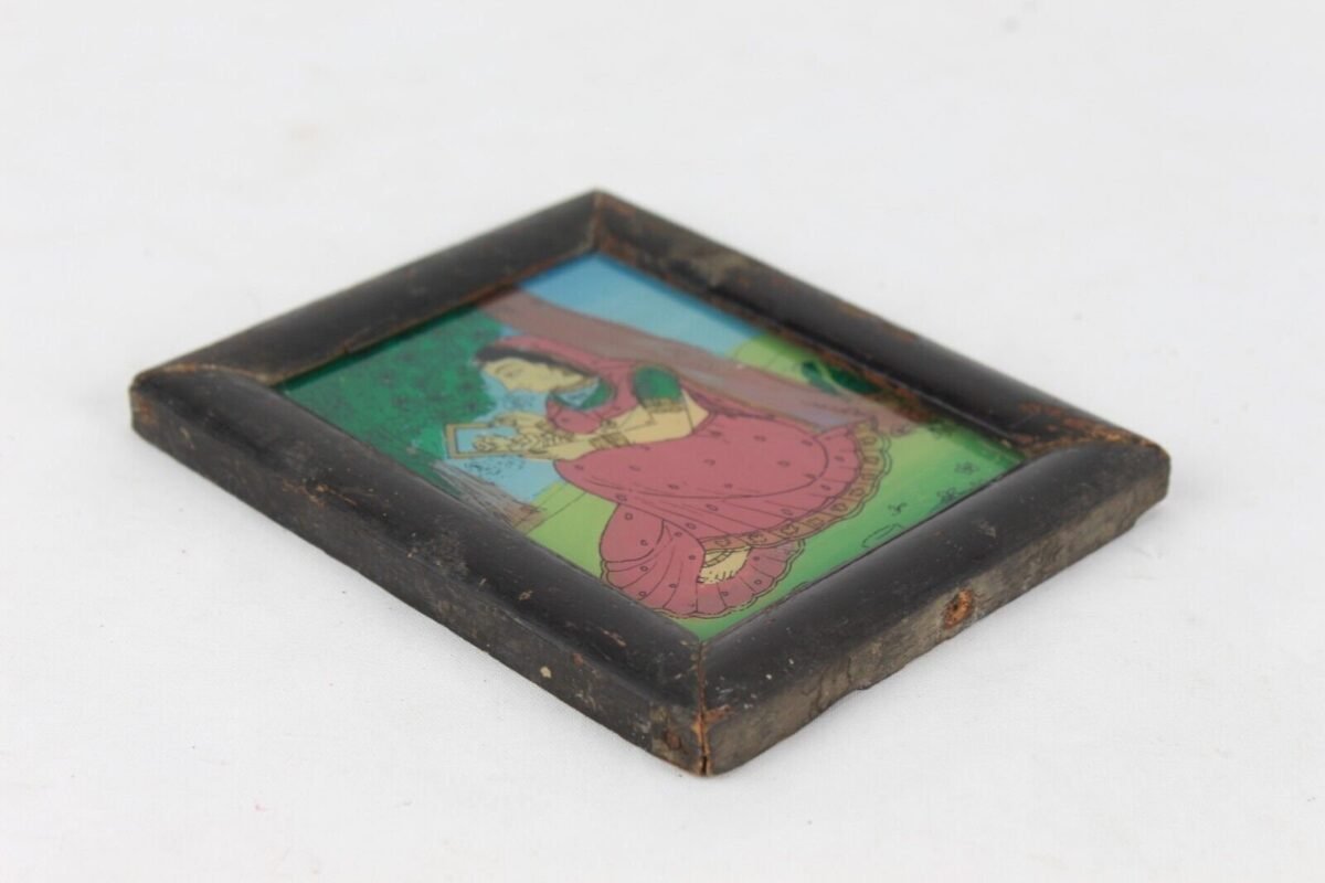 Reverse Glass Painted Indian Woman Frame - Image 6