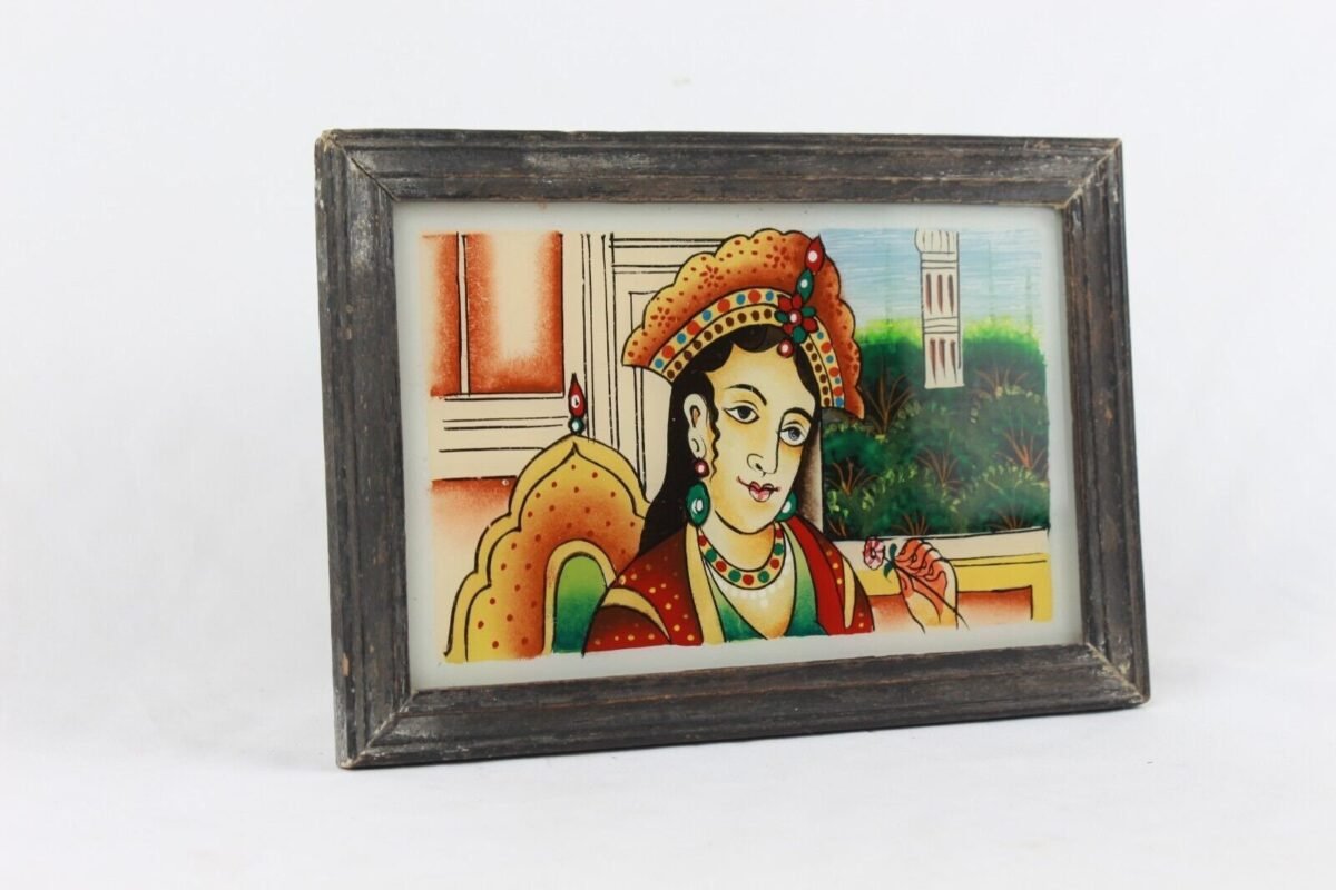 Mughal Queen Reverse Glass Painting - Image 2