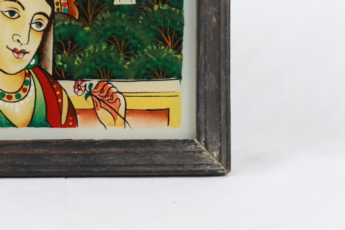 Mughal Queen Reverse Glass Painting - Image 8