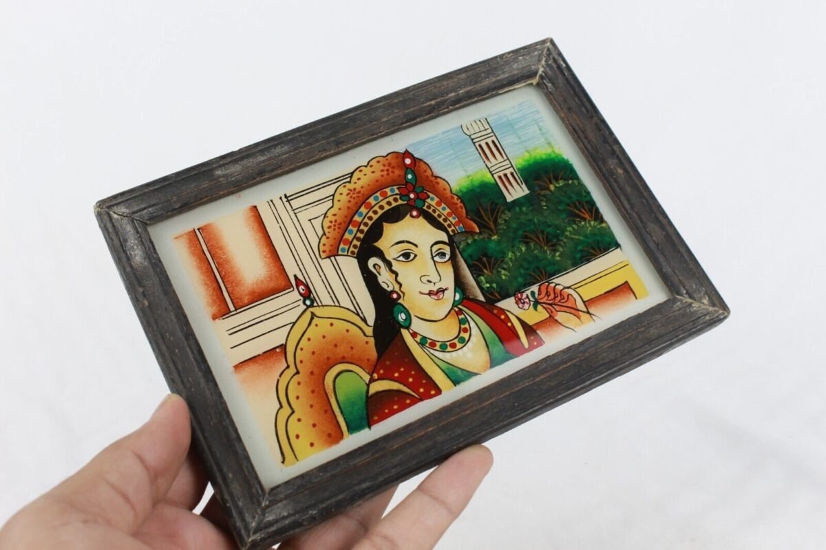 Mughal Queen Reverse Glass Painting - Image 10