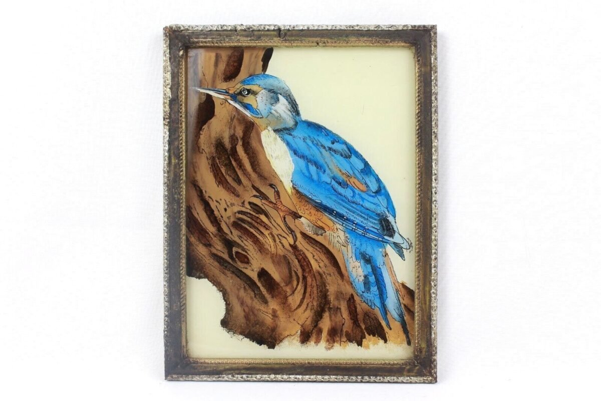 Kingfisher Reverse Glass Painting Wall Art