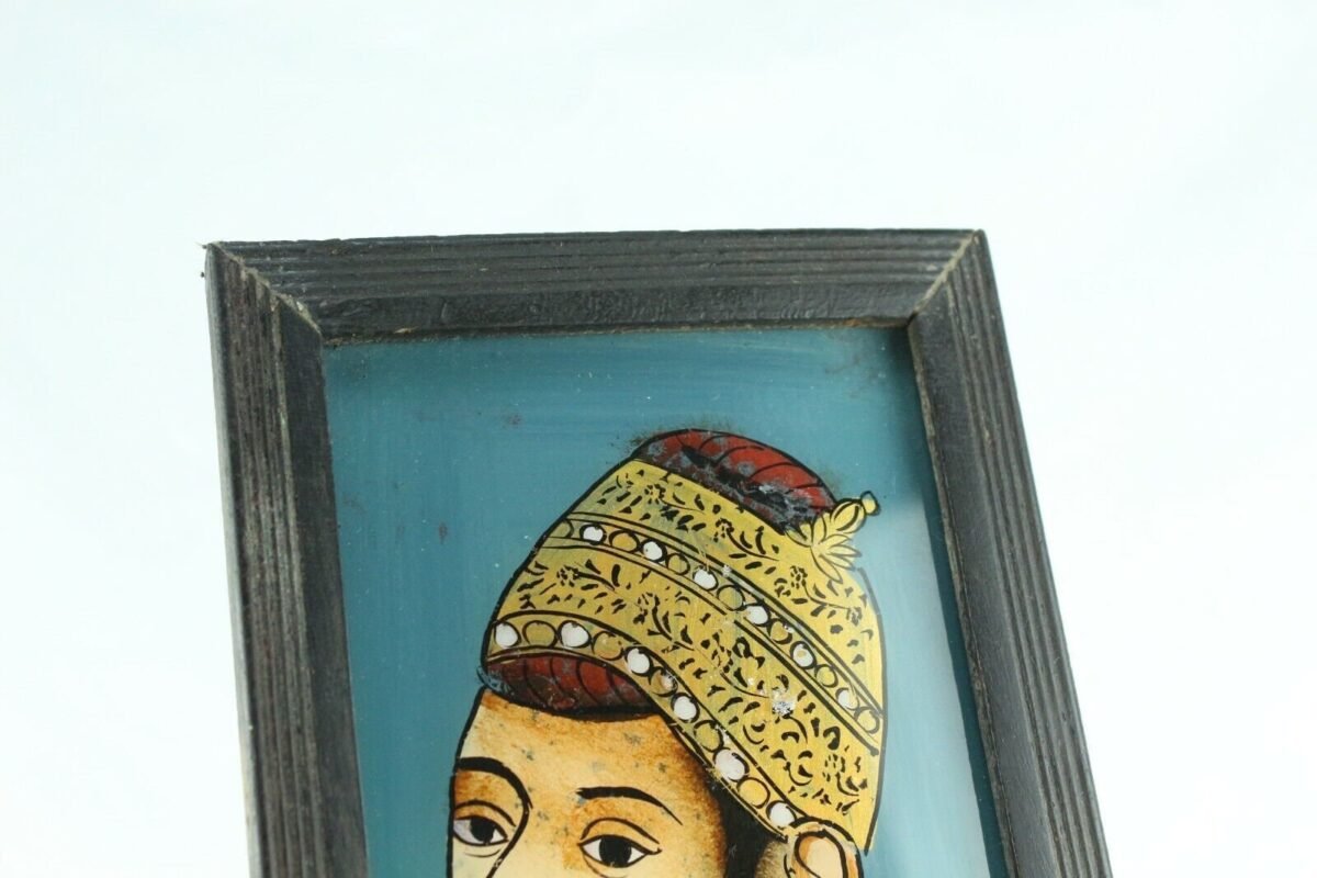 Vintage Deccan Reverse Glass Art - Adil Shah II Portrait - Image 5