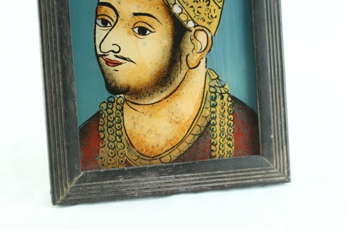 Vintage Deccan Reverse Glass Art - Adil Shah II Portrait - Image 6