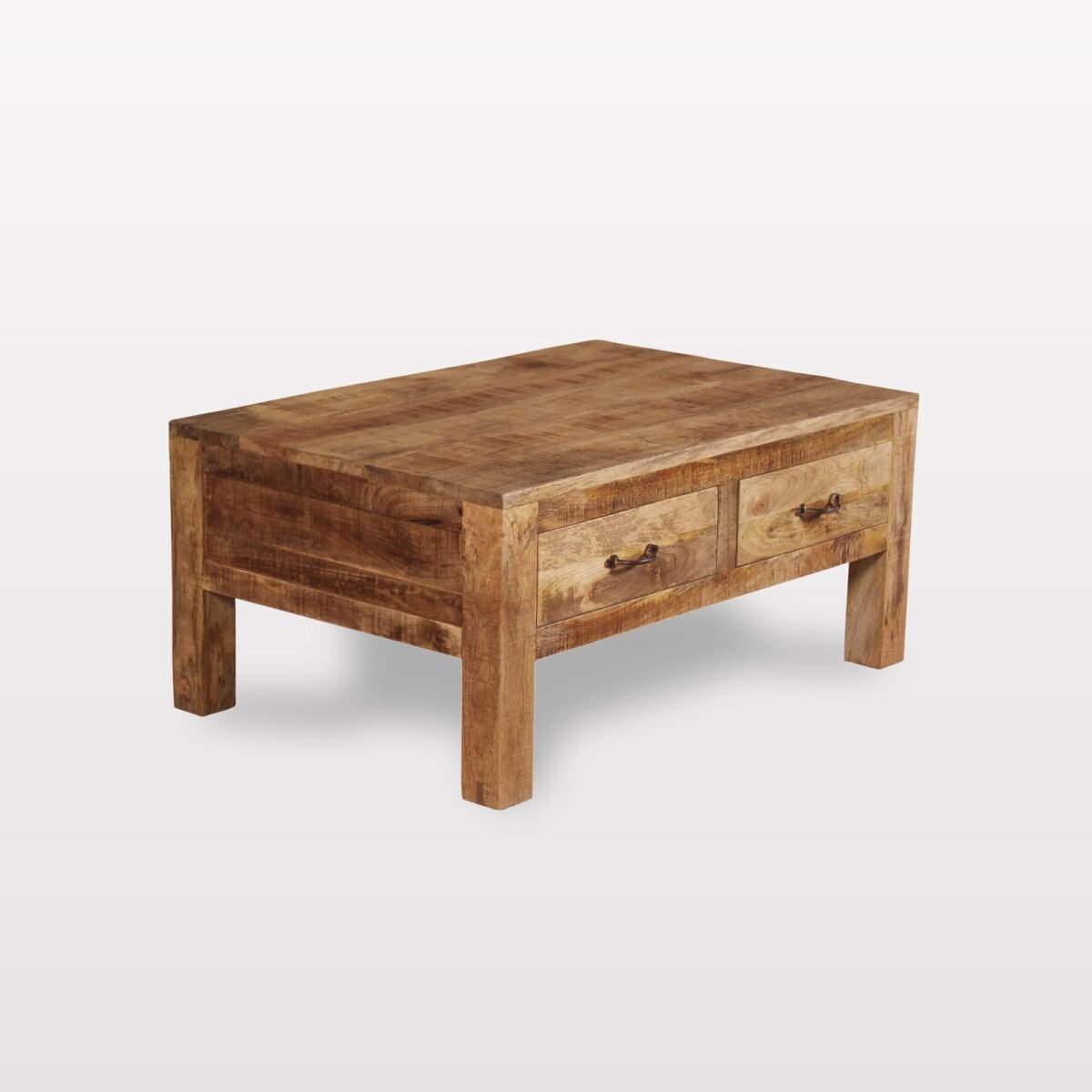 Rustic Mango Wood Coffee Table with Storage - Image 3