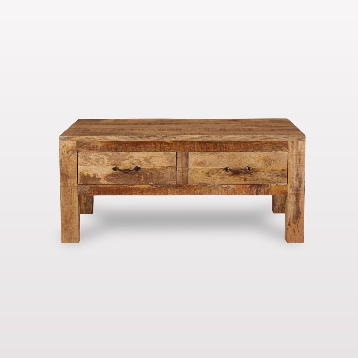 Rustic Mango Wood Coffee Table with Storage - Image 2