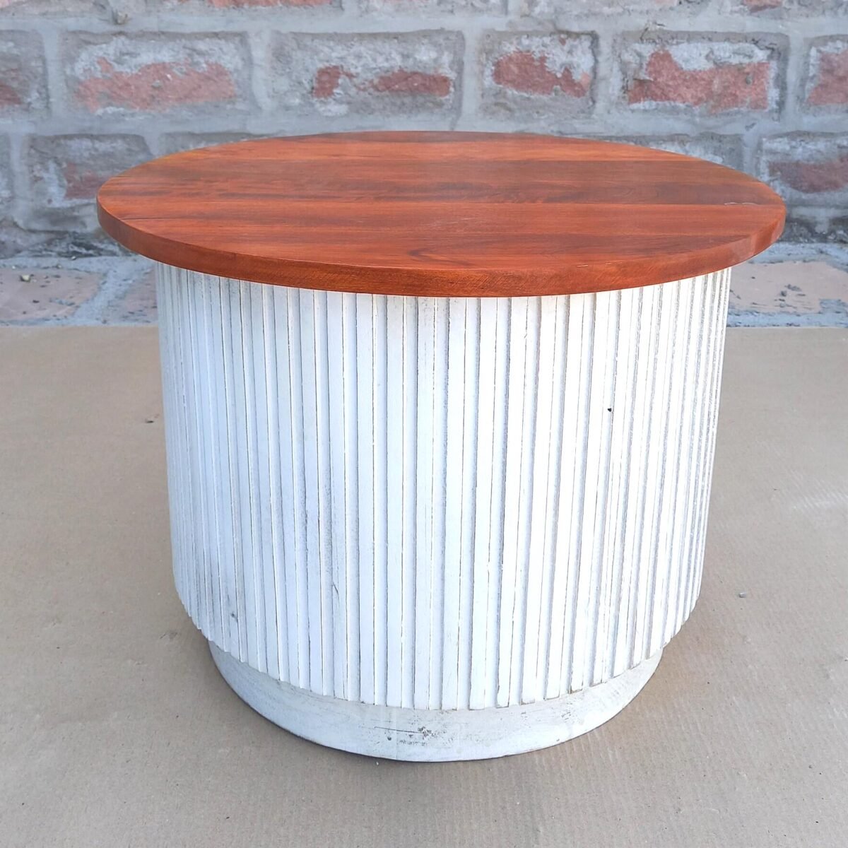 Rustic Wooden Round Lifting Top Coffee Table
