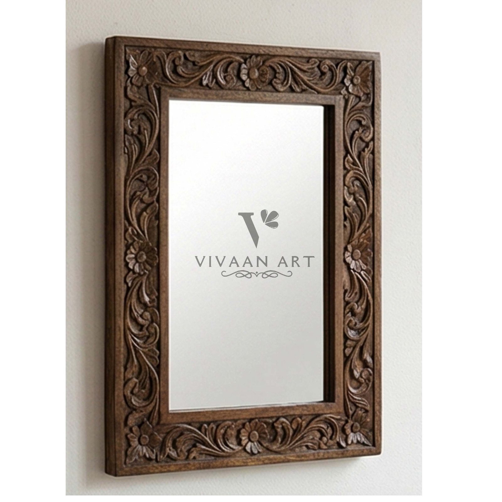 Hand-Carved Wooden Photo Frame – Floral Heritage Design